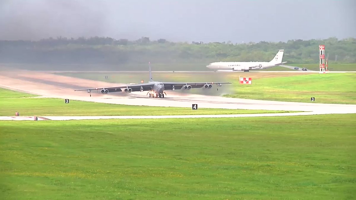 U.S. Indo-Pacific Command: Joint service aircraft take off from Andersen Air Force Base, Guam ahead of flight operations as part of exercise #ValiantShield a U.S. only, biennial field training exercise with a focus on integration of joint training in a blue-water environment among U.S. forces.   