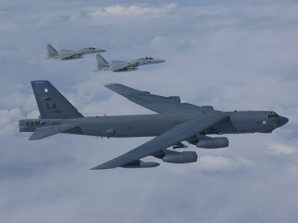 PHOTOS: USAF B-52H 61-0013 LEGIT01 integrates with JASDF F2's and F15's from Naha, Tsuiki, Komatsu and Chitose AB's   