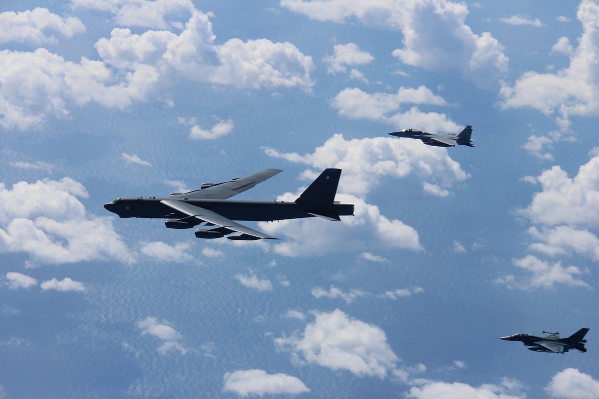 PHOTOS: USAF B-52H 61-0013 LEGIT01 integrates with JASDF F2's and F15's from Naha, Tsuiki, Komatsu and Chitose AB's   