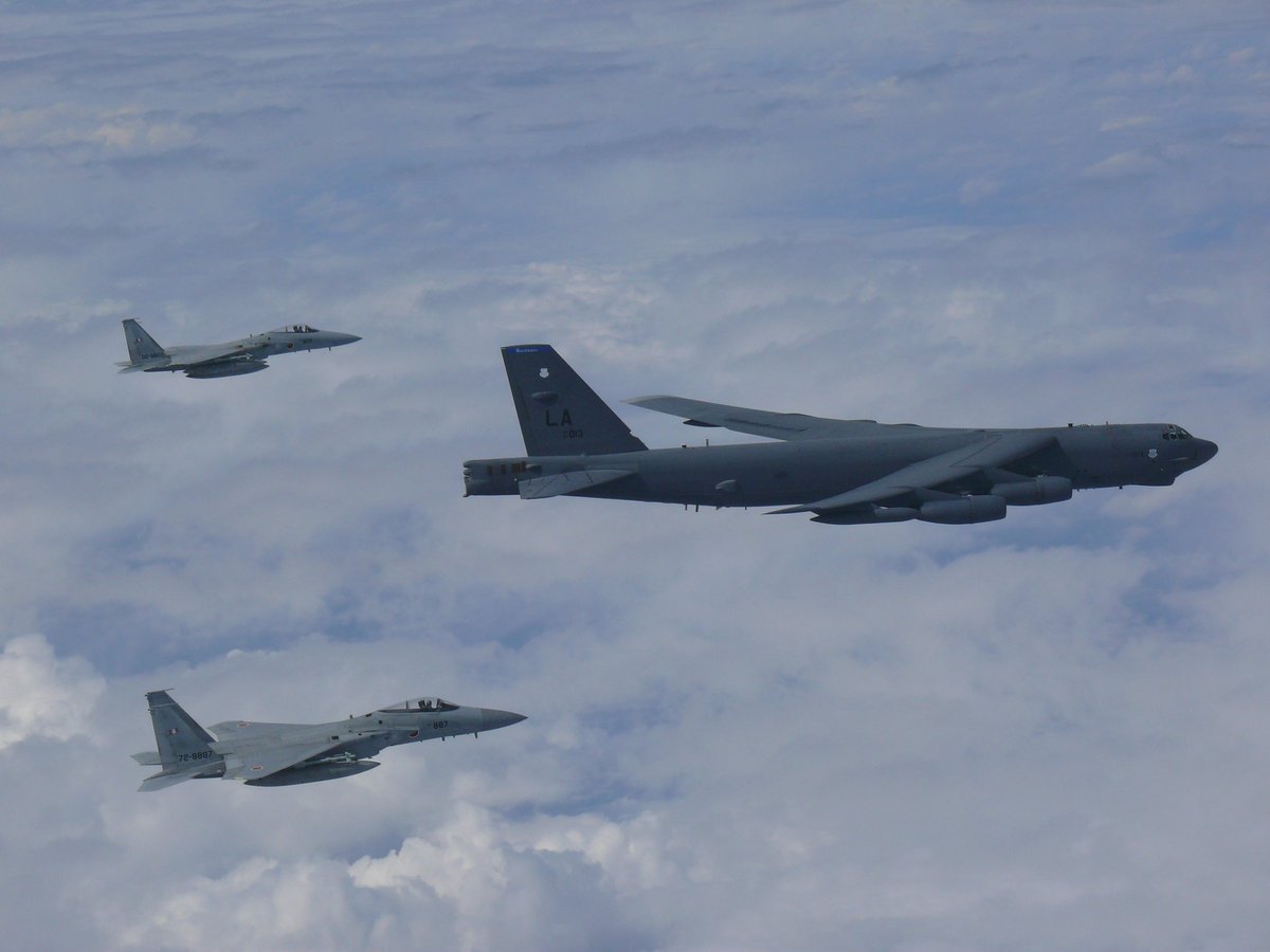 PHOTOS: USAF B-52H 61-0013 LEGIT01 integrates with JASDF F2's and F15's from Naha, Tsuiki, Komatsu and Chitose AB's   