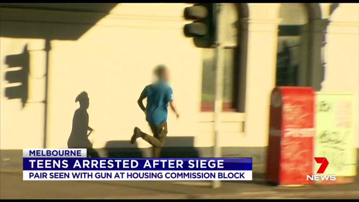 2 teenagers have failed to outrun police after a 4 hour siege in Melbourne. They'd been seen entering a housing commission block armed with a gun. Surrounded by officers they made a break for it unsuccessfully.  
