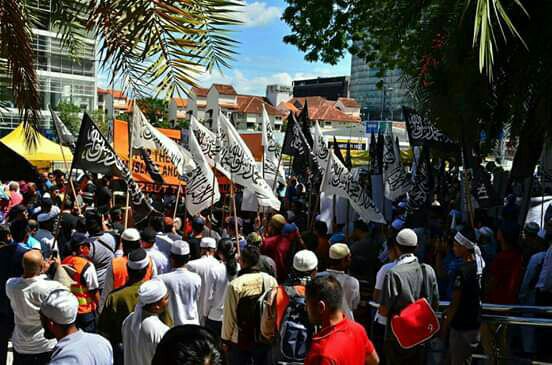 Protest held against China in Malaysia by Islamist extremist group Hizb ut-Tahrir over the Uyghur issue.   