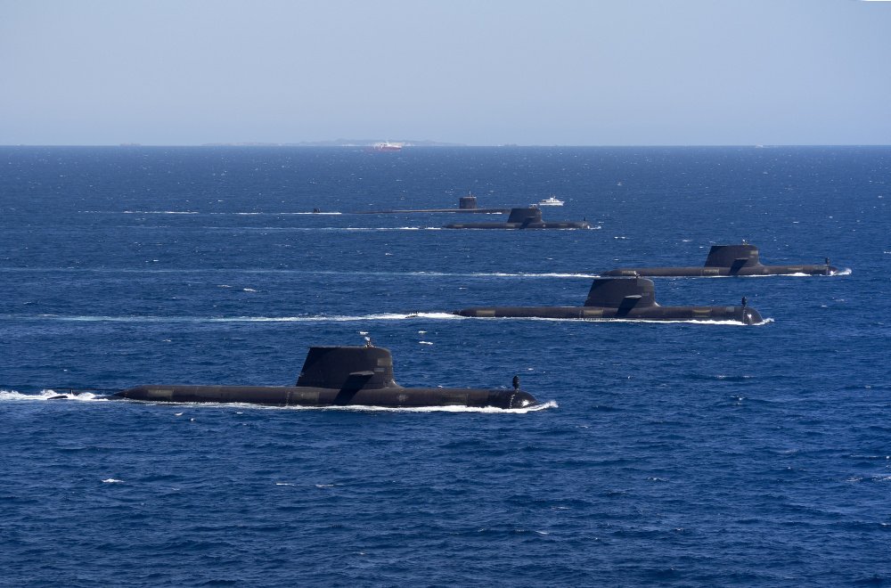 5 submarines at sea.  USS Santa Fe joins up with the Australian boats for Exercise Ocean Explorer off WA.