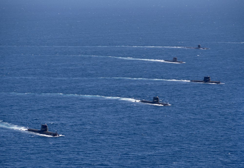 5 submarines at sea.  USS Santa Fe joins up with the Australian boats for Exercise Ocean Explorer off WA.