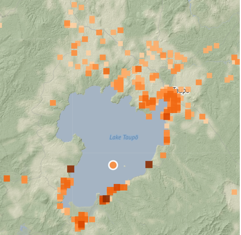 M5.2 earthquake at 7:04pm followed closely by a M4.5 aftershock at 7:04 pm under Lake Taupo. Over 4000 felt reports around North Island. Likely to be part of a swarm we reported in July. Maybe more aftershocks