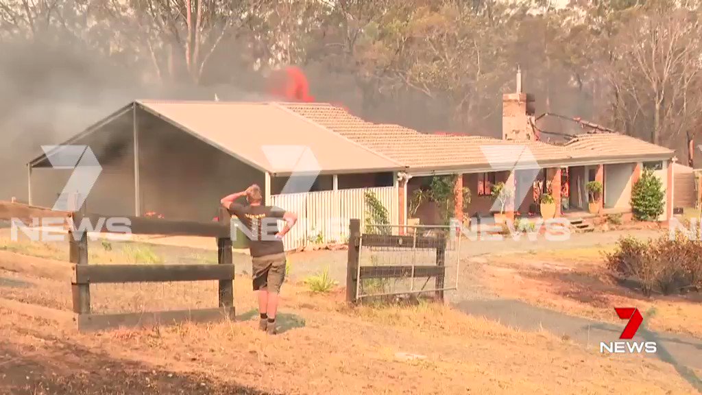 Rainbow Flat: A man has watched his home burn down. A bushfire of over 13,000 hectares is burning in the Hillville area. Two people have been confirmed dead, more than 150 homes across the state have been destroyed with fears this number will increase. 
