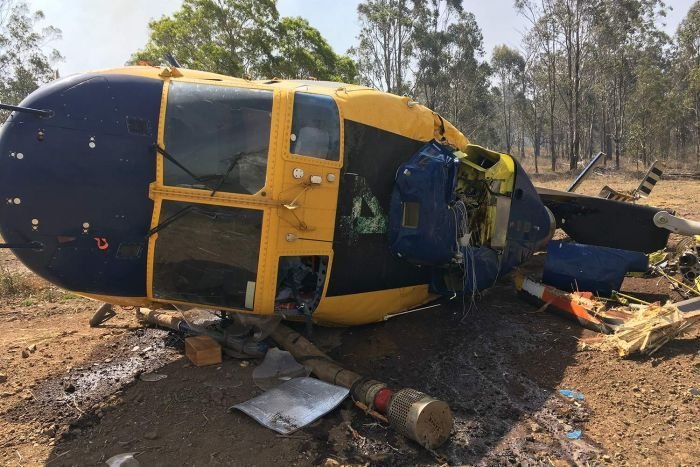 A water bomber helicopter crashed as it participated in bushfire control efforts in the Australian state of Queensland.