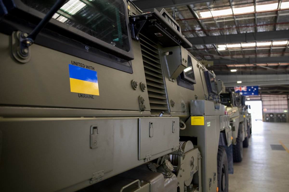 Bushmaster Protected Mobility Vehicles were loaded onto a C-17 at RAAF Base Amberley today for delivery to Ukraine.  The Australian Government is gifting 20 Bushmasters, including two ambulances, to the Government of Ukraine to aid the response to Russia's illegal aggression