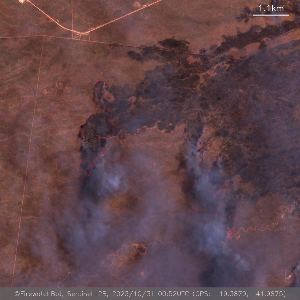 Fire detected from Sentinel2nn Place: Carpentaria Shire, Queensland, Australian